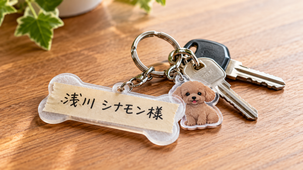 お客様のご住所を特定できないようタグを付けて専用金庫で厳重管理される合鍵